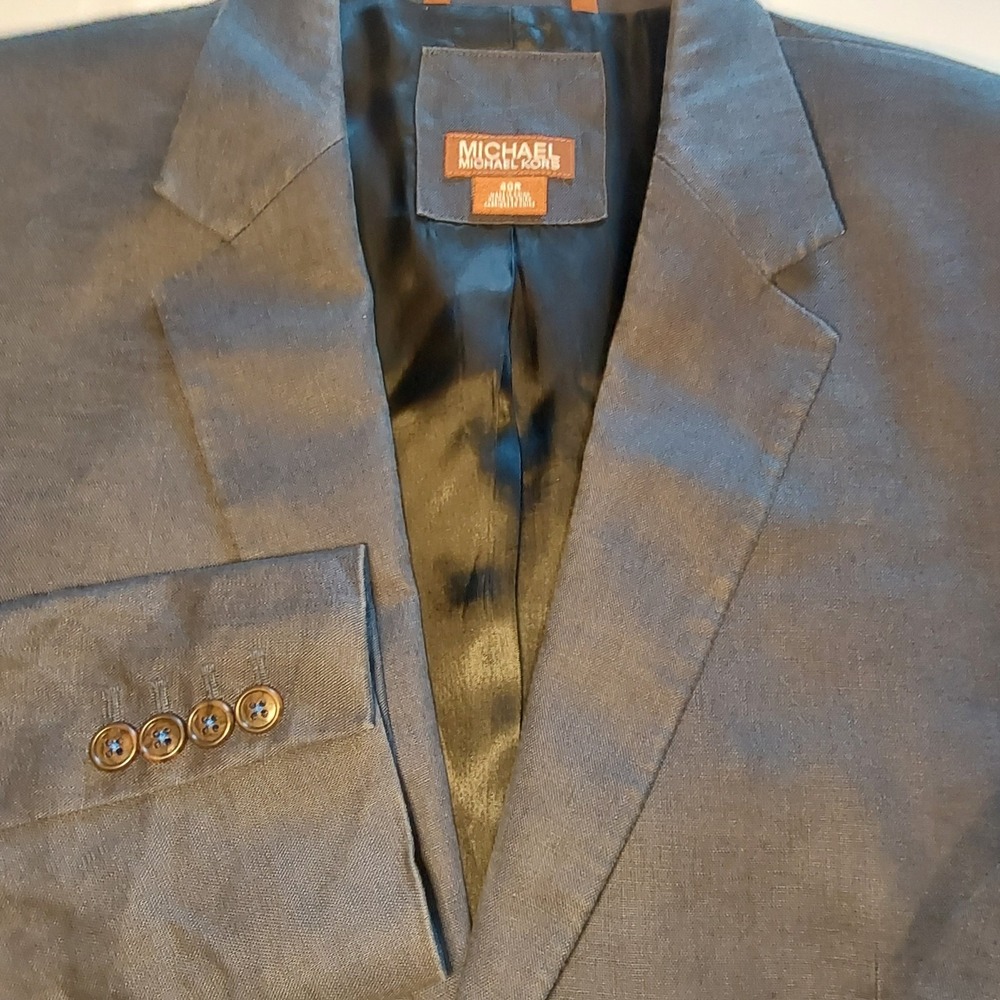 Michael Kors Men's Navy Blue Linen 40R Blazer Jacket - Picture 6 of 10